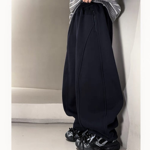 儿童裤子2026男女童秋冬新品4361口袋拉链款中大童韩版一体绒卫裤