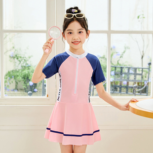 可爱泳装 儿童游泳衣女童网红蕾丝中大童裙式 连体保守平角学生韩版