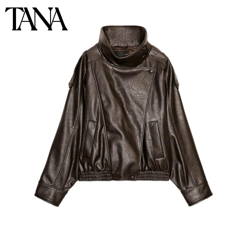 春季新款女装欧美宽松长袖立领荔枝纹仿皮夹克外套 8490792,女装/女士精品,皮衣,淘宝优惠券,粉丝福利购,淘宝优惠卷