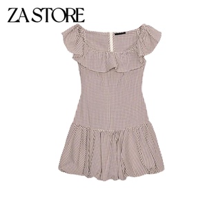 新品 连衣裙 女装 格纹连体裤 2180324 休闲风露肩直筒领无袖 春季