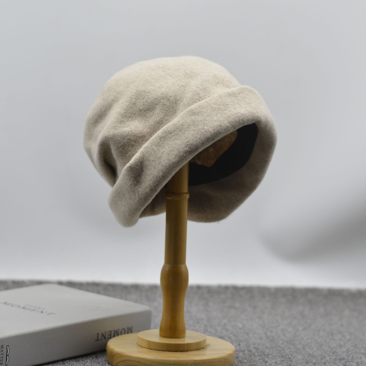 卷边珍珠渔夫帽子女秋冬时尚百搭显瘦柔软羊毛套头保暖堆堆帽冷帽