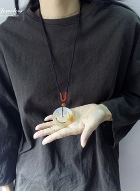 天然玉髓子母平安扣大号怀古吊坠