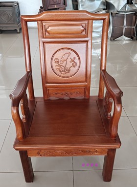 红木沙发一人位进口菠萝格木明式小小户型沙发全实木复古单人位