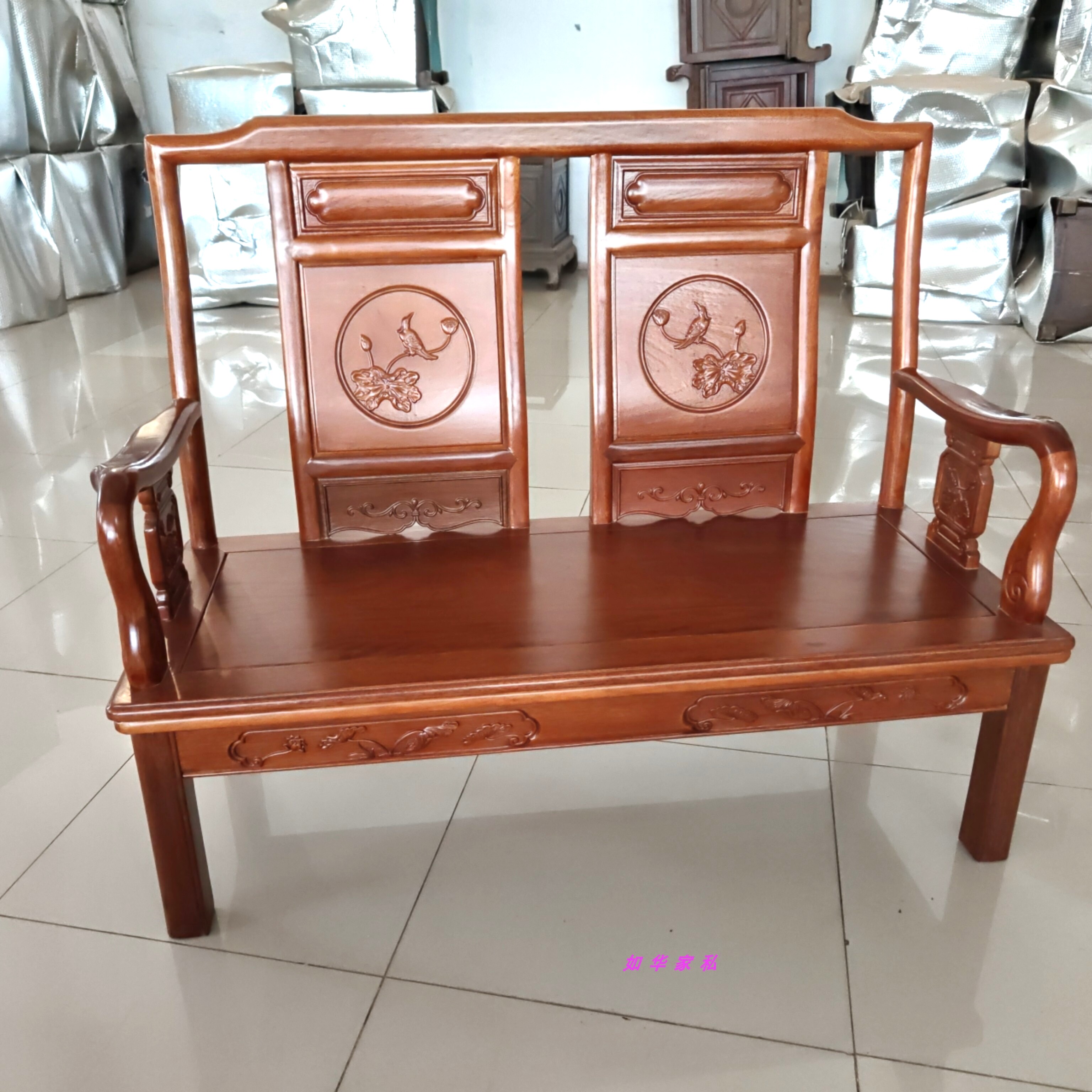 红木实木沙发两人位菠萝格木双人位沙发全实木2人位长椅厂直销