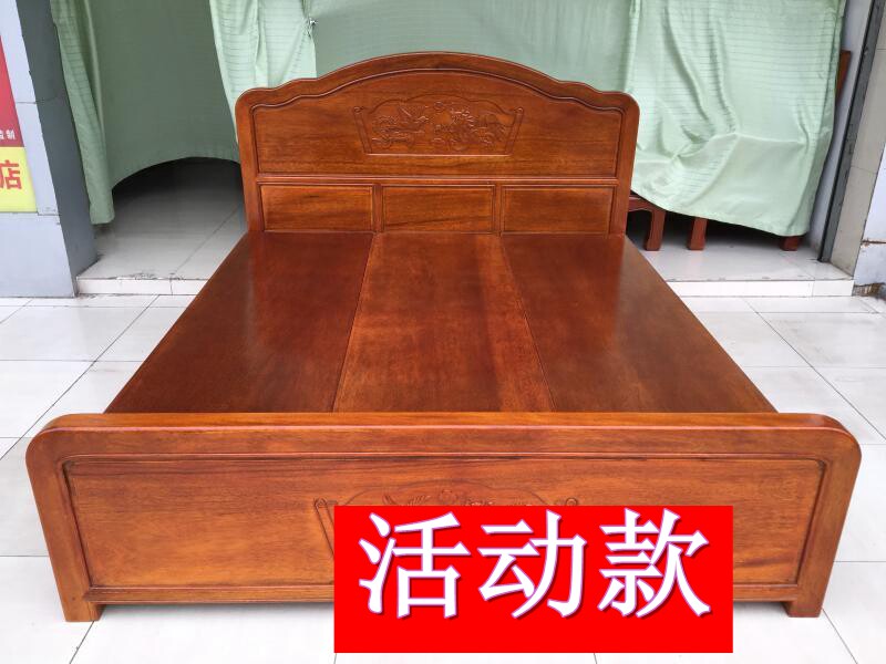 红木床菠萝格结婚双人床龙凤带抽大床实木家具1.8m1.5米特价