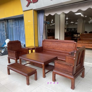 红木实木沙发进口菠萝格木客厅花梨木高端刺猬紫檀色福来厂直销