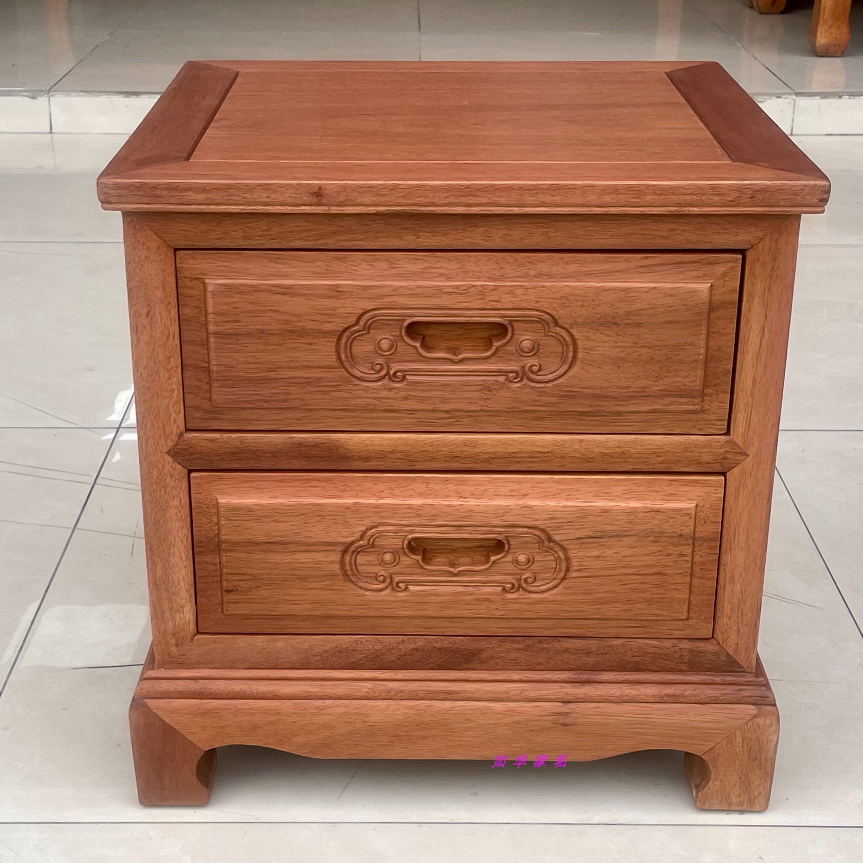 进口红木菠萝格汤蜡床头柜打蜡实木床边柜储物柜子卧室二抽收纳柜