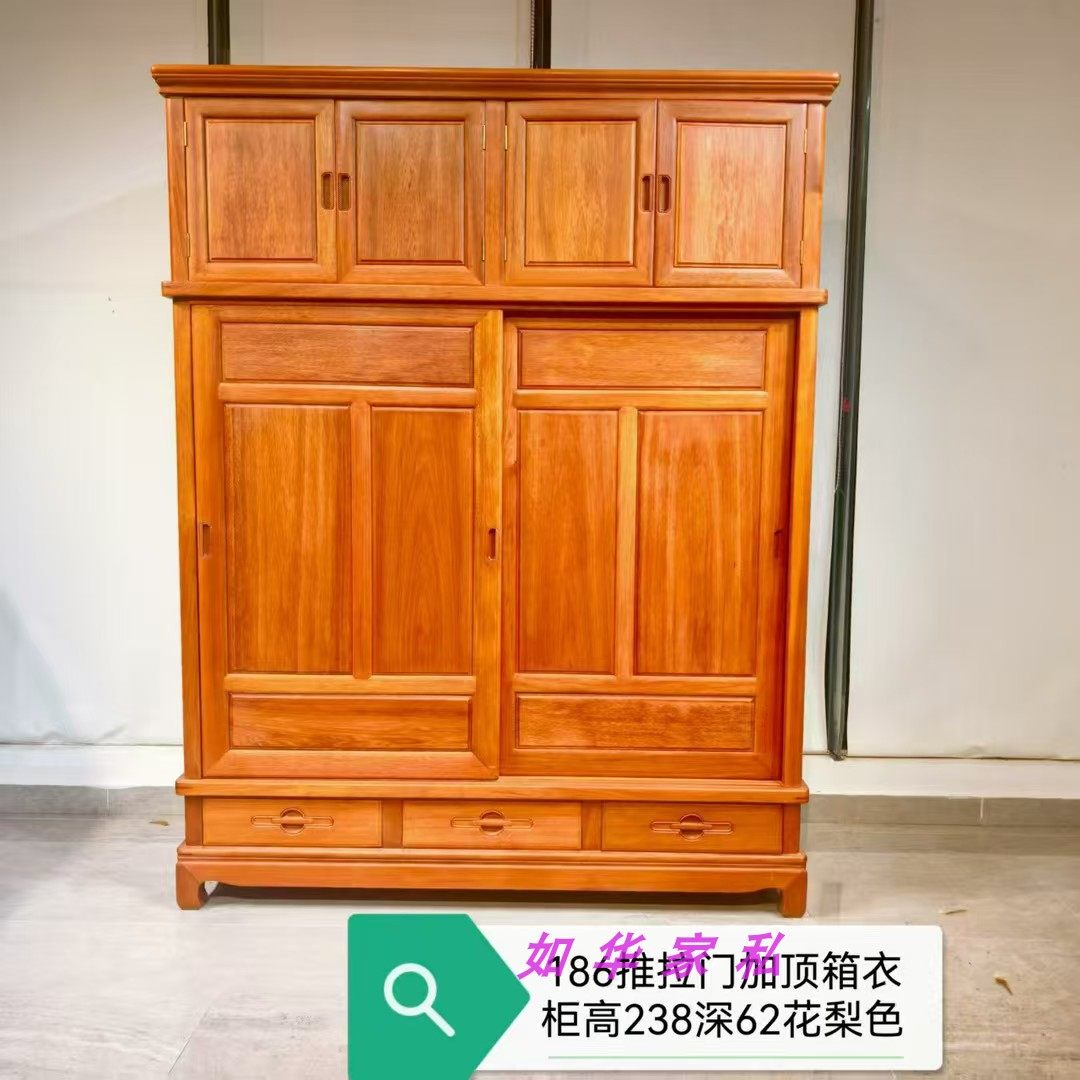 进口菠萝格四门推拉门加顶柜