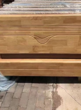 橡木床实木双人床工程单床原木简易出租屋1.2M1.5米加厚床板爆款