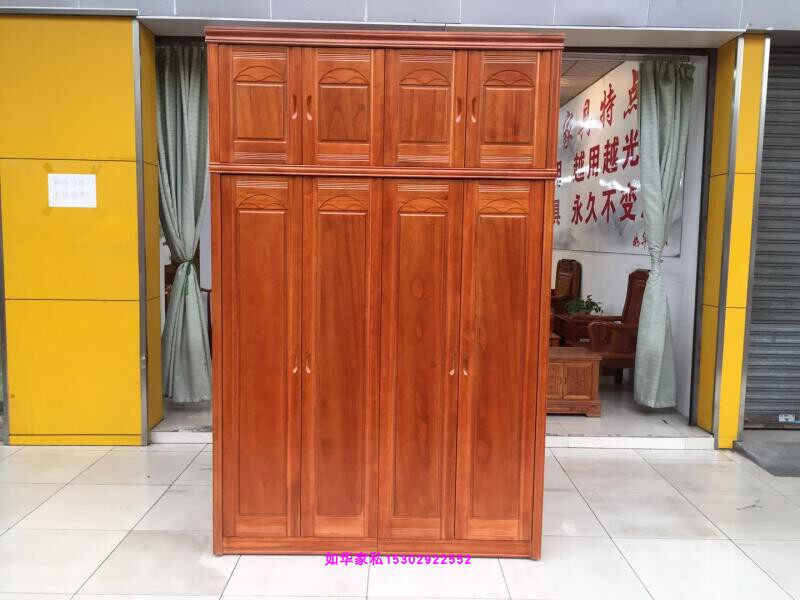 实木衣柜拉门现代简约实木板式正装家用卧室对开门四六中式大衣橱