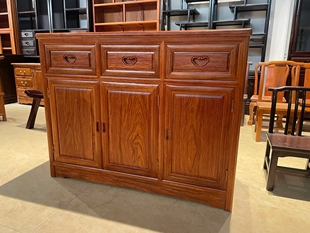 新中式红木菠萝格餐边柜花梨木茶水柜全实木1米1刺猬紫檀色收纳柜