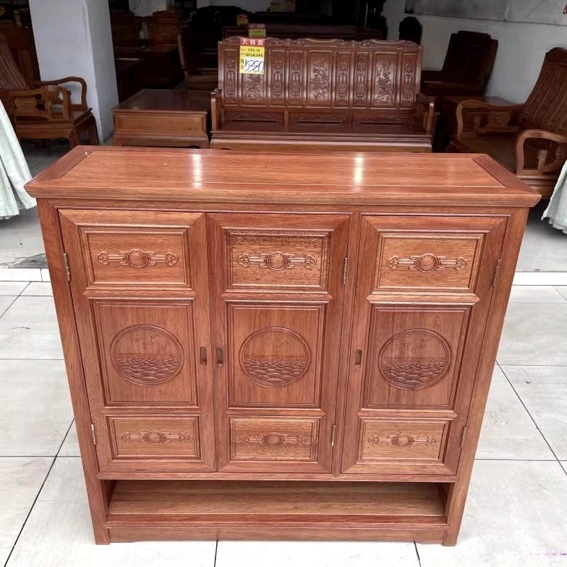 红木鞋柜进口菠萝格木三门口柜全实木玄关收纳鞋架柜1米48厂直销,住宅家具,鞋柜,淘宝优惠券,粉丝福利购,淘宝优惠卷