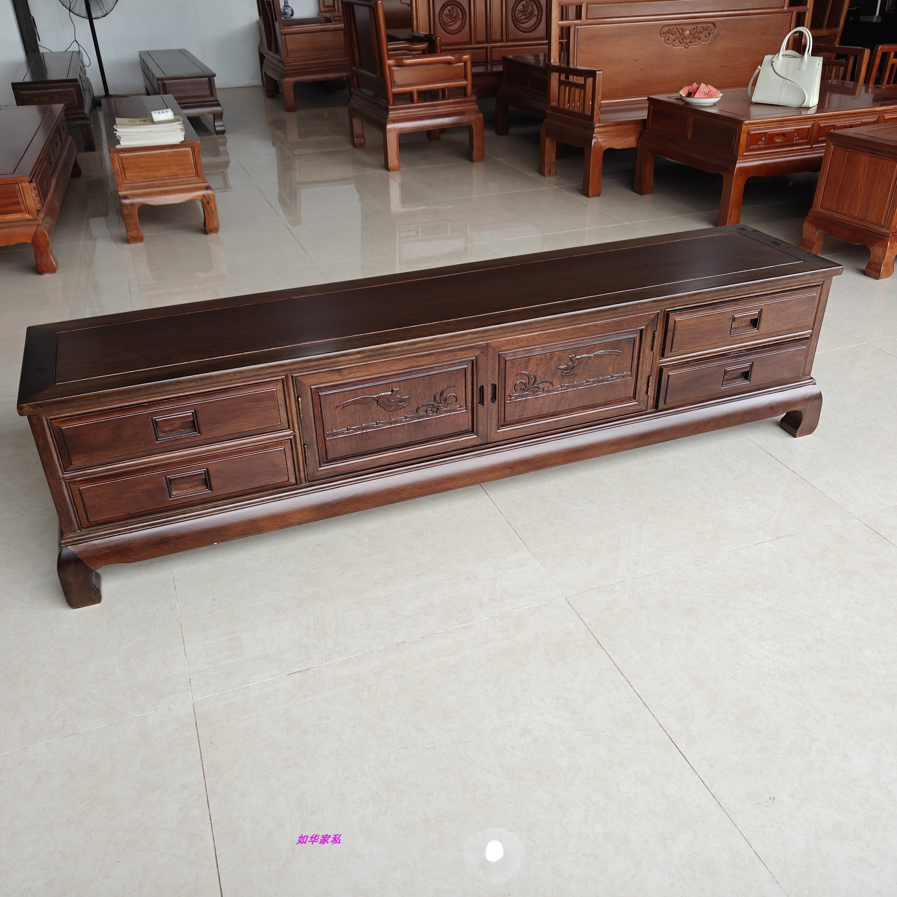 红木实木电视柜进口菠萝格木柜2米全实木地柜北美色花梨木影视柜