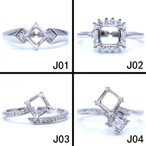 艾薇尔S925纯银戒指空托精工方形