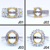 加工镶嵌双色戒托宝石定制18K金7 精工925银戒指空托新款