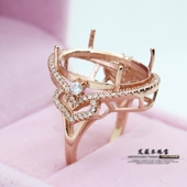 925银戒指空托 20mm活口 大尺寸 精工代加工镶嵌18k金戒托