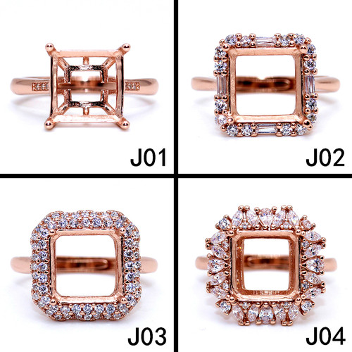 精工s925纯银戒指空托18k金宝石