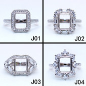 精工925银戒托长方形戒指空托原创代宝石镶嵌定制18K金7