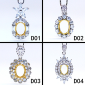 精工S925银饰吊坠空托新款 8mm 加工镶嵌双色坠托宝石定制18K金6