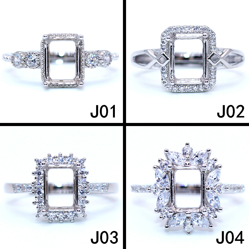 精工s925纯银戒托戒指18k金6*8mm