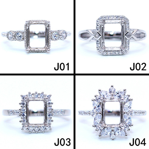 精工s925纯银戒托戒指18k金6*8mm