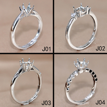 精工莫桑钻戒托925纯银镀18K金定制戒指圆形钻空托50分1/2/3克拉