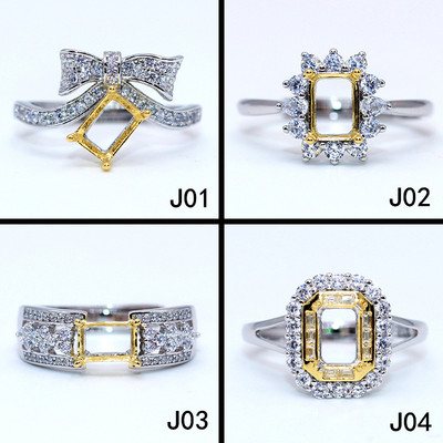 长方形加工18K金5*7mm戒指空托