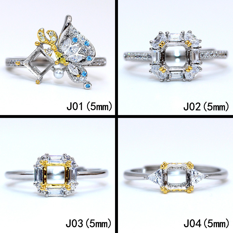 精工925纯银戒指空托18k金拼色