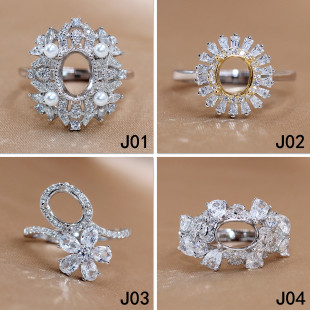 精工轻奢S925银戒指空托镶嵌繁花来石女戒托18K金玫瑰金6*7-6*8