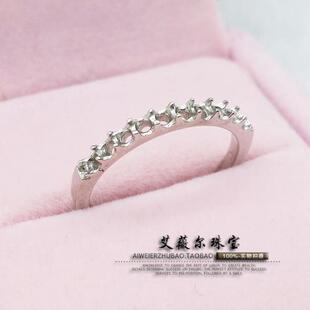 925银戒指排戒空托 定制 圆形宝石镶嵌加工18k金戒托 2*2-3*3mm