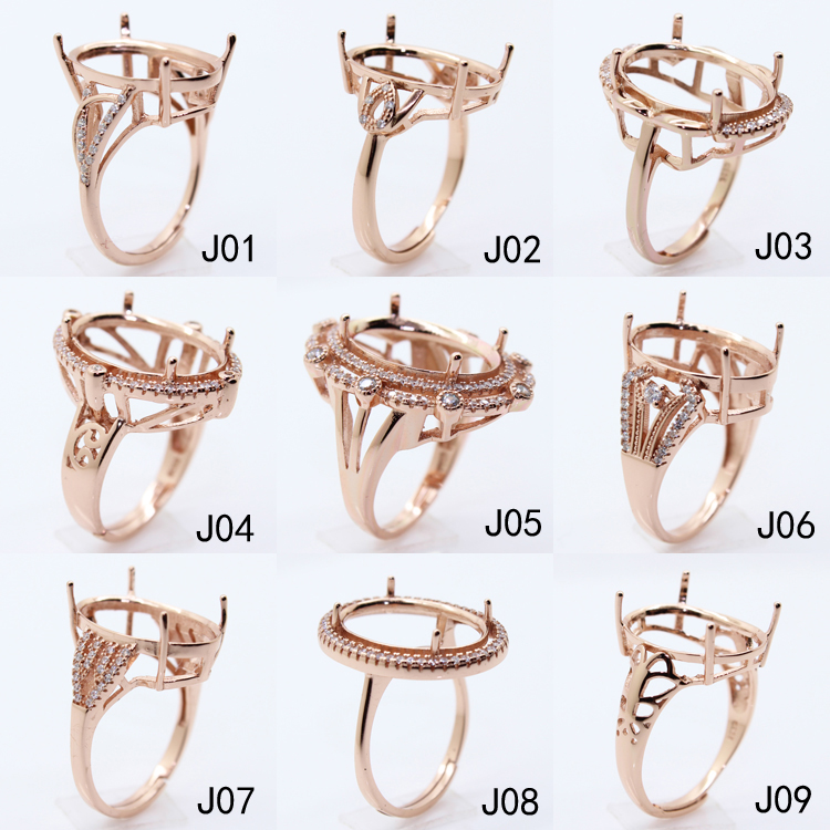 大尺寸代加工镶嵌18k金戒指空托