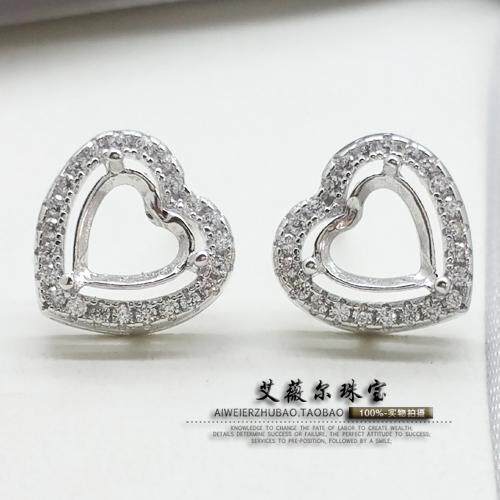 纯银心形围钻批发5-7空托