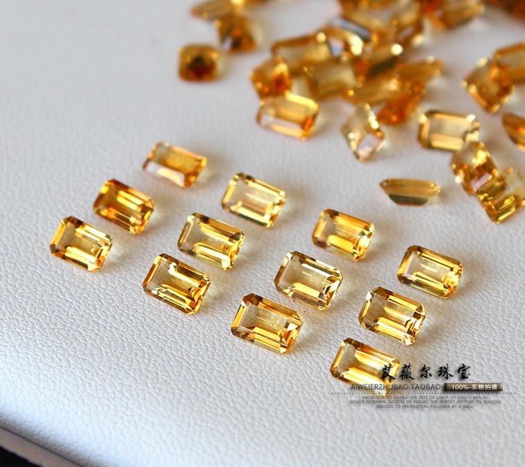 天然黄水晶长方形 4*6mm 5*7mm 6*8mm 7*9mm 裸石戒面 代加工镶嵌