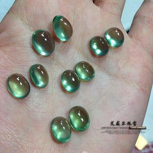 11mm 椭圆形 荧光强 天然绿色葡萄石裸石戒面