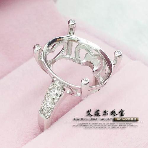 925银戒指空托 精工戒托 代加工宝石镶嵌戒托 12*16mm活口