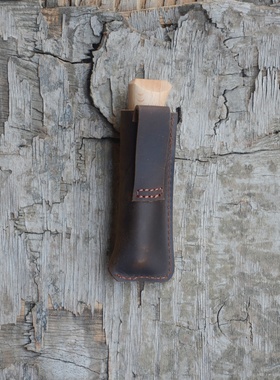 法国欧皮刀鞘适合欧皮 牛皮刀套皮套OPINEL保护套便携户外刀鞘