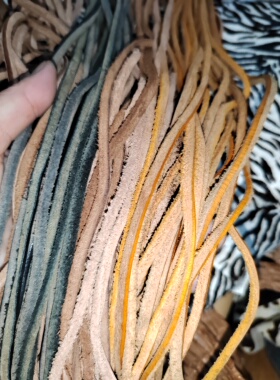 黑咖橙色头层牛皮条宽3厚4长70cm真皮编织手镯项链腰带皮鞭牛皮绳