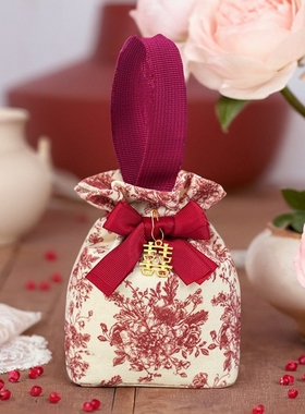 喜糖袋喜糖盒子结婚专用伴手礼糖果布袋中式高级感婚礼手提情人节