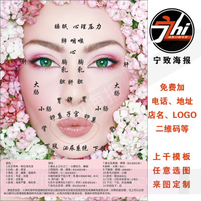 美容院挂图养生化妆彩妆宣传画海报保健美真全