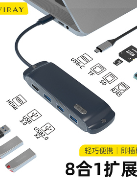 Type-C转换器笔记本电脑USB接口适用于苹果MacBook多功能PD扩展坞M4转换线转接头HDMI网卡网线拓展坞投影仪