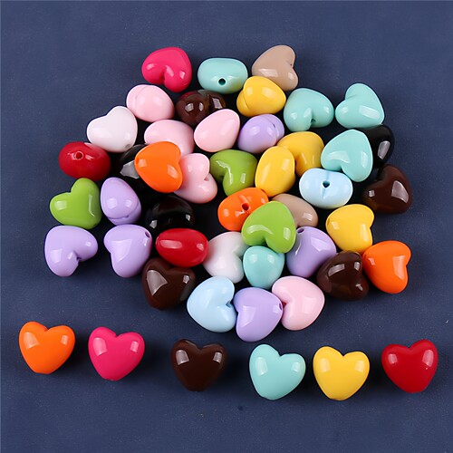21MM爱心糖果色亚克力散珠DIY