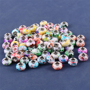 diy异形隔珠手链手串饰品散珠珠子 彩色条纹镀彩大孔珠 树脂多款 式