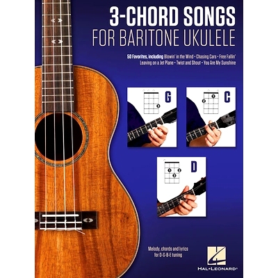 预订 3-Chord Songs for Baritone Ukulele (G-C-D): Melody, Chords and Lyrics for D-G-B-E Tuning: 9781495057632