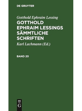 预订 G. E. Lessings Sämmtl. Schriften Bd. 20 Gelss: 9783112512395
