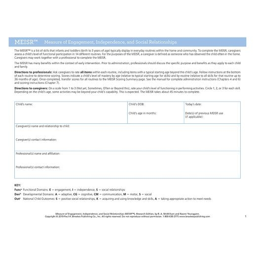 Measure of Engagement, Independence, and