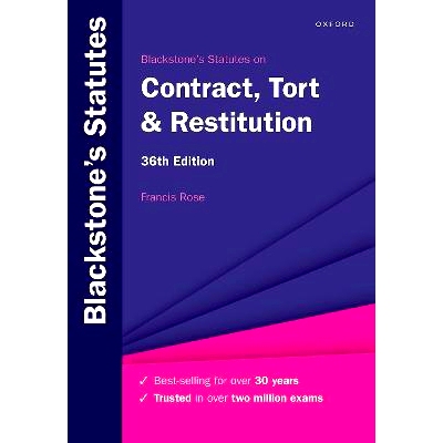 预订 Blackstone’s Statutes on Contract, Tort & Restitution 黑石集团的《合同、侵权和赔偿法》: 9780198971238