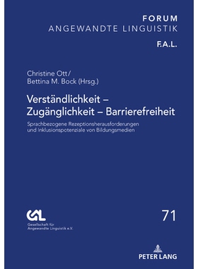 预订 Verständlichkeit – Zugänglichkeit – Barrierefreiheit: Sprachbezogene Rezeptionsherausforderungen und Inklusions