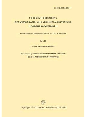 预订 Anwendung mathematisch-statistischer Verfahren bei der Fabrikationsüberwachung: 9783663061748