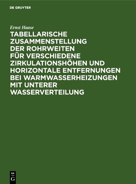 预订 Tabellarische Zusammenstellung der Rohrweiten für verschiedene Zirkulationshöhen und horizontale Entfernungen bei