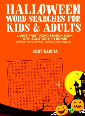 预订 Halloween Word Searches For Kids and Adults: Large Print Word Search Book With Solutions and 4 Bonus (Italian, Fren